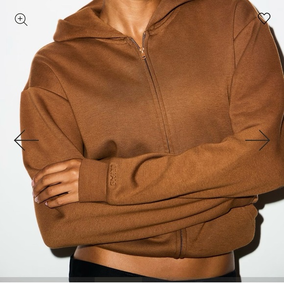 Skims Cotton Fleece Classic Zip Up Hoodie in Bison Size Small - Picture 10 of 10